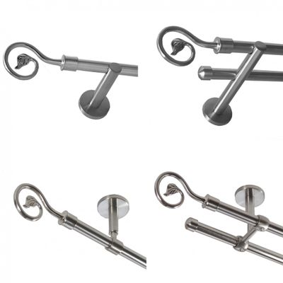 BASIT 16 mm Stainless Steel Curtain Rod, Single-Track, Wall-Mounted, 200 cm, H10