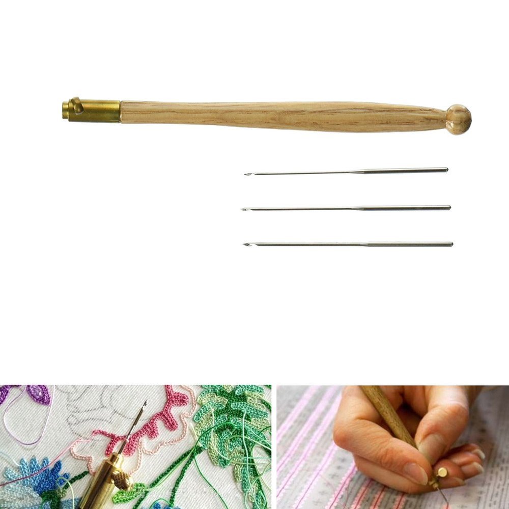Wildlead Tambour Hook with 3 Needles, 70, 90–100 Embroidery Tool Set