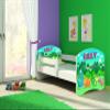 ACMA Children's Bed 180 x 80 cm with Mattress, Fall Protection, Slatted Base, White, Dinosaur Design 30 view 2