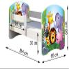 ACMA Children's Bed 180 x 80 cm with Mattress, Fall Protection, Slatted Base, White, Dinosaur Design 30 view 4