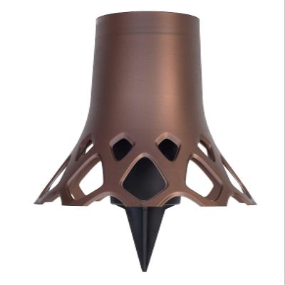 Plastia Roseta Bronze Grave Vase with Ground Spike, 1.3 L - UV- and Weather-Resistant Plastic Cemetery Vase