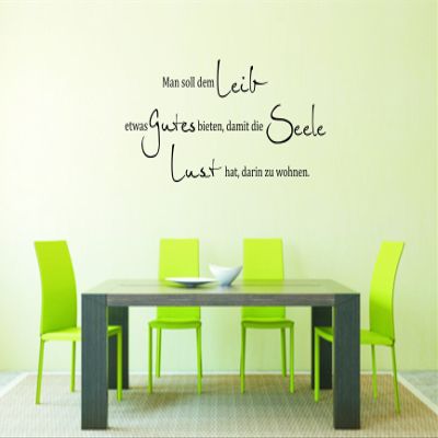 Wall Decal Quote: "One should give the body something good so that the soul feels like living in it." // Color and Size: Light Gray, 1000 x 450 mm