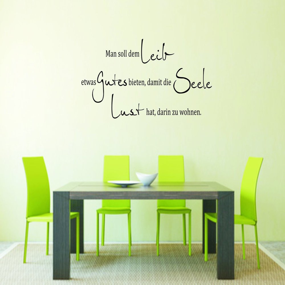 Wall Decal Quote: "One should give the body something good so that the soul feels like living in it." // Color and Size: Light Gray, 1000 x 450 mm
