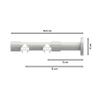 INTERDECO 20 mm Double-Track Internal-Run Curtain Rod, White, 100 cm view 2