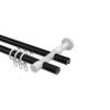 INTERDECO 20 mm Round-Tube Double Curtain Rod with Internal Track, Black with Stainless Steel Look, 180 cm view 3