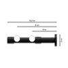 INTERDECO 20 mm Double Curtain Rod, Stainless Steel Look with Black, 100 cm view 2