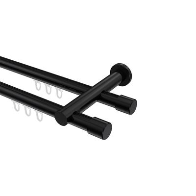 INTERDECO 20 mm Double-Track Curtain Rod, Black, 320 cm
