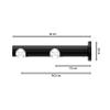INTERDECO 20 mm Double-Track Curtain Rod, Black, 320 cm view 2