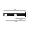 INTERDECO 20 mm Double Curtain Rod with Internal Track, Silver Gray/Black, 120 cm view 2