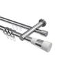 INTERDECO 20 mm Double-Track Round-Tube Curtain Rod, Chrome, 140 cm view 1