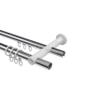 INTERDECO 20 mm Double-Track Round-Tube Curtain Rod, Chrome, 140 cm view 3