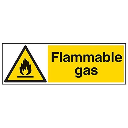 VSafety 69028BP-R "Flammable Gas" Sign, Landscape, 600 x 200 mm, 3-Pack