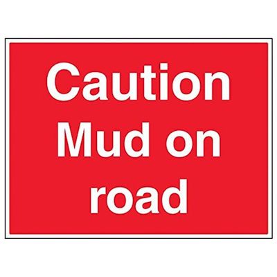vsafety 76015br-r "Caution Mud on Road" Sign, Landscape, 600 x 450 mm (3 Pack)