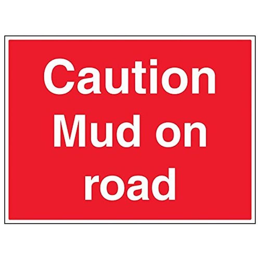 vsafety 76015br-r "Caution Mud on Road" Sign, Landscape, 600 x 450 mm (3 Pack)