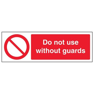 vsafety 55009bp-s “Do Not Use Without Guards” Sign, Landscape, 600 x 200 mm, 3-Pack