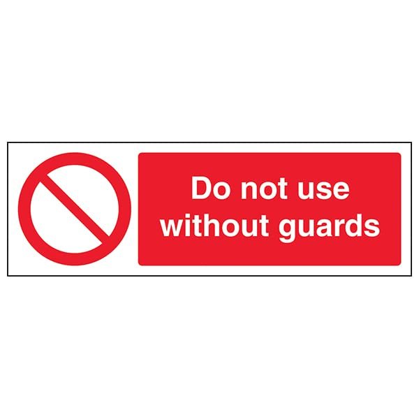 vsafety 55009bp-s “Do Not Use Without Guards” Sign, Landscape, 600 x 200 mm, 3-Pack