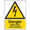 vsafety 68026bc-s “Danger: Isolate Mains Before Working on Equipment” Sign, 300 x 400 mm (3-Pack) view 1