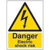 VSafety Warning Sign "Danger, Electric Shock Risk," Portrait, 105 mm x 148 mm (A6), 2 mm Polycarbonate view 1