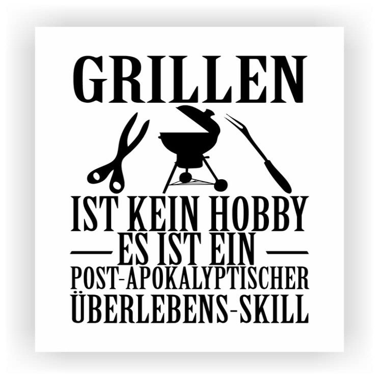 Samunshi "Grilling Is Not a Hobby" Poster, DIN A1, 59.4 x 84.1 cm, White/Black