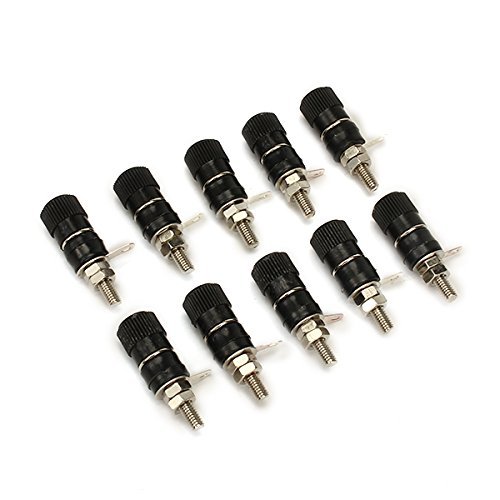 TuToy Wendao JS-910B AV 4 mm Wiring Terminal Block Adapters, 10-Pack, Black