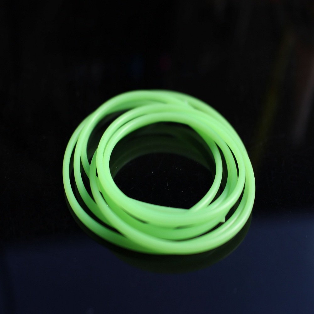 6 m Green-Red Silicone Tube, 1 mm x 2 mm, Soft Flexible Hollow Tubing for Fly Tying (Green)