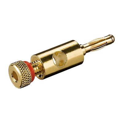 Red 4 mm Banana Plug, Gold-Plated, Screw-Lock, for 4.5–5.5 mm Cables, 1 pc