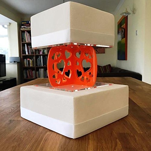 Square Heart-Shaped Cake Pillars, Orange, 28 x 25 cm