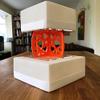 Square Heart-Shaped Cake Pillars, Orange, 28 x 25 cm view 1
