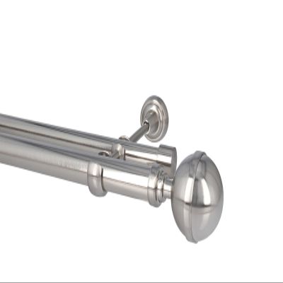 Sento Bona 25/19 mm Metal Curtain Rod Set, Stainless Steel Look, 140 cm
