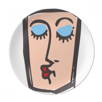 DIYthinker Kiss Abstract Face Sketch Emoticon Decorative Porcelain Dessert Plate, 8-Inch, Multicolor