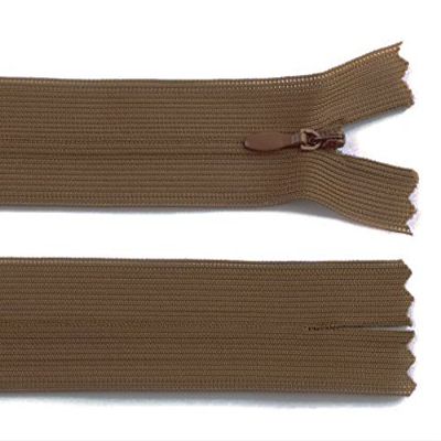 Schnoschi 1-Piece 22 cm Concealed Spiral Zipper, Non-Separating, Deer Brown, 3 mm