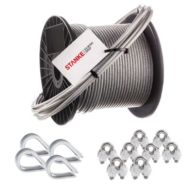 Seilwerk STANKE PVC-Coated Stainless Steel Wire Rope Trellis Aid, 5 m, V4A, 4 mm