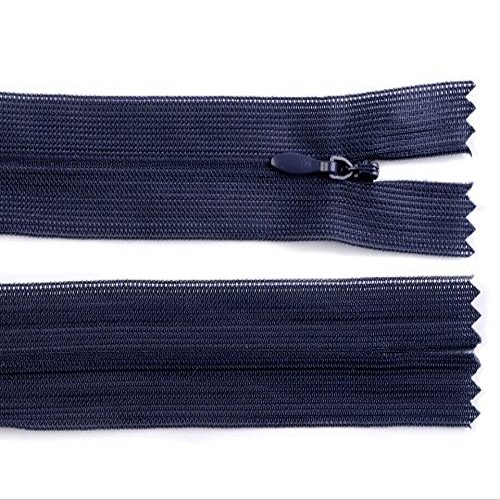 Schnoschi 5-Pack 35 cm Concealed Spiral Zippers, Non-Separating, Dark Blue, 3 mm