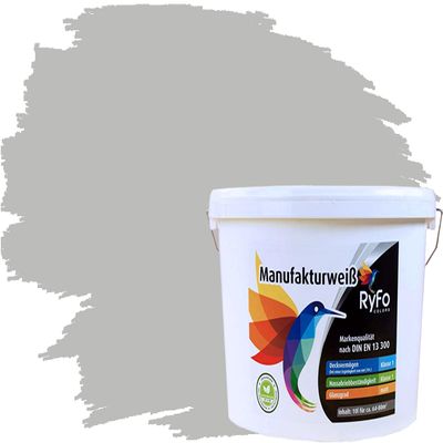RyFo Colors Colored Wall Paint Manufakturweiß Pearl Gray, 10 L – Coverage Class 1, Wet Scrub Resistance Class 1