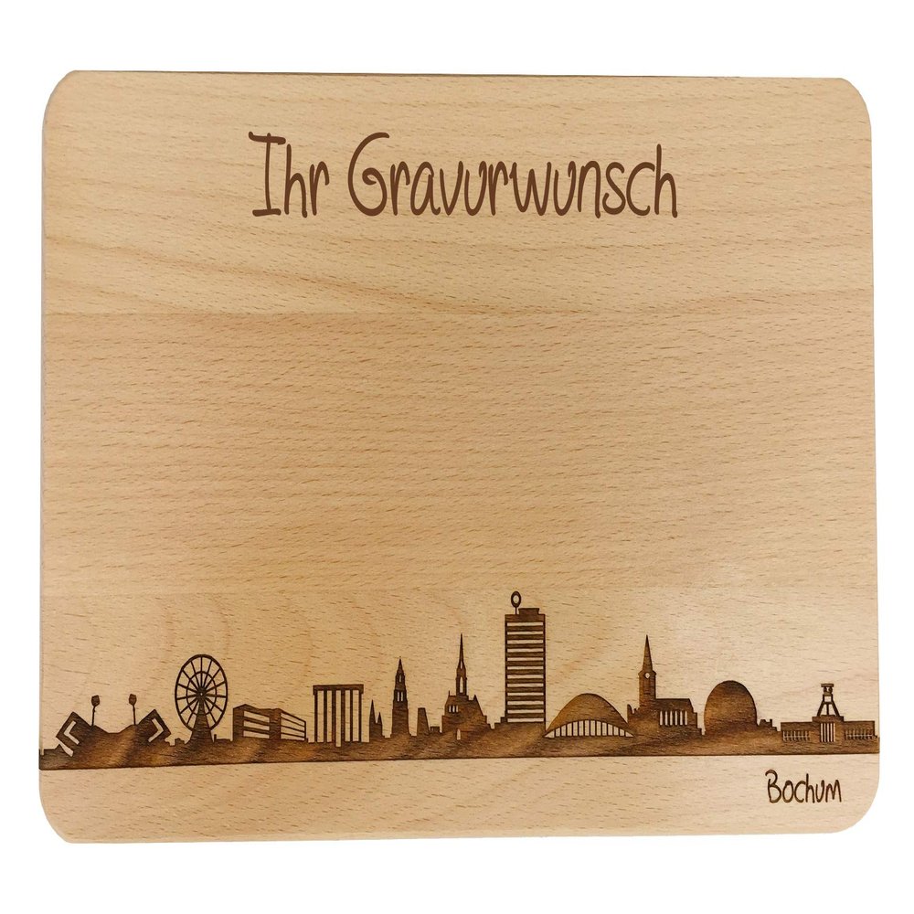 Bochum Skyline Breakfast Board, Beech Wood, XL, Personalized Engraving