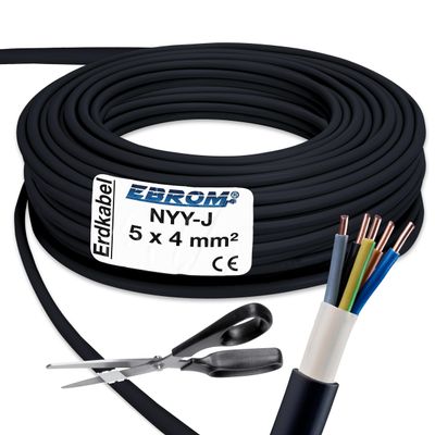 EBROM NYY-J 5 x 4 mm² Underground Power Cable, Black – 11 m