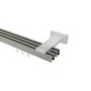 INTERDECO Square Double-Run Curtain Rod, 20 x 20 mm, Satin Silver, 120 cm view 3