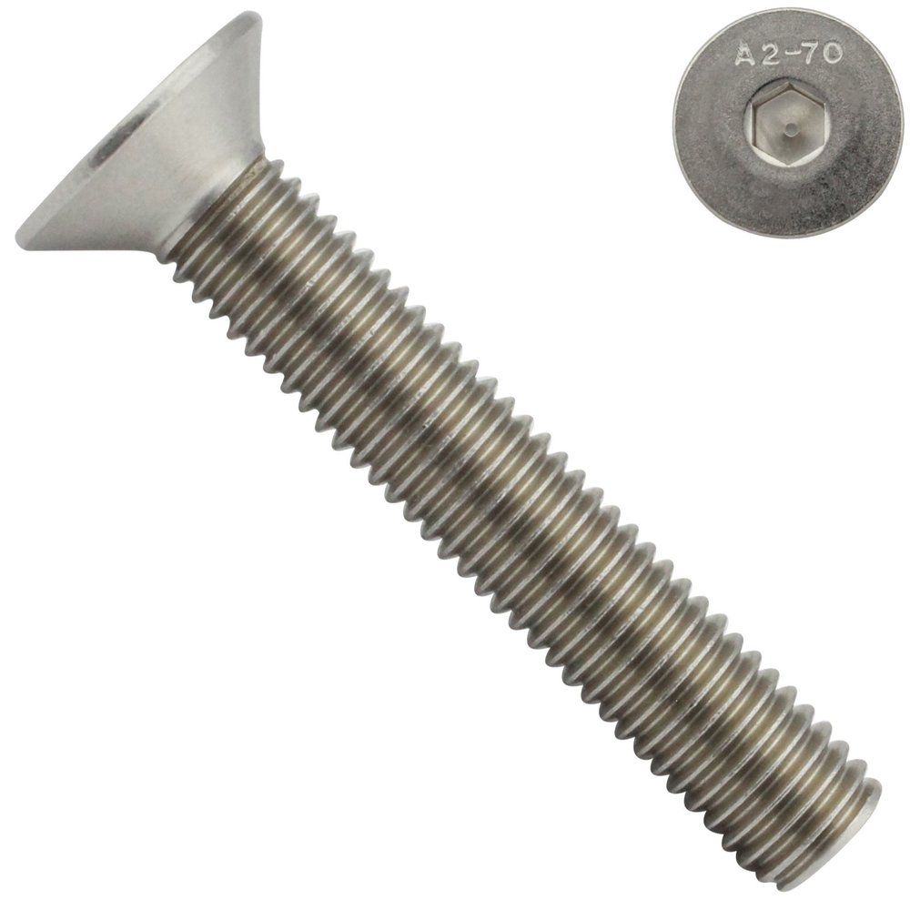 Countersunk Hex Socket Screws M4x20, 25-Pack, DIN 7991 / ISO 10642, A2 Stainless Steel