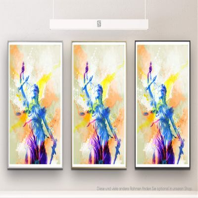 Paul Sinus Art Justicia I, 90 x 60 cm, Masterclass Metallic Pearl High Gloss Photo Paper, silver aluminum interchangeable frame with glass and backing, ready framed