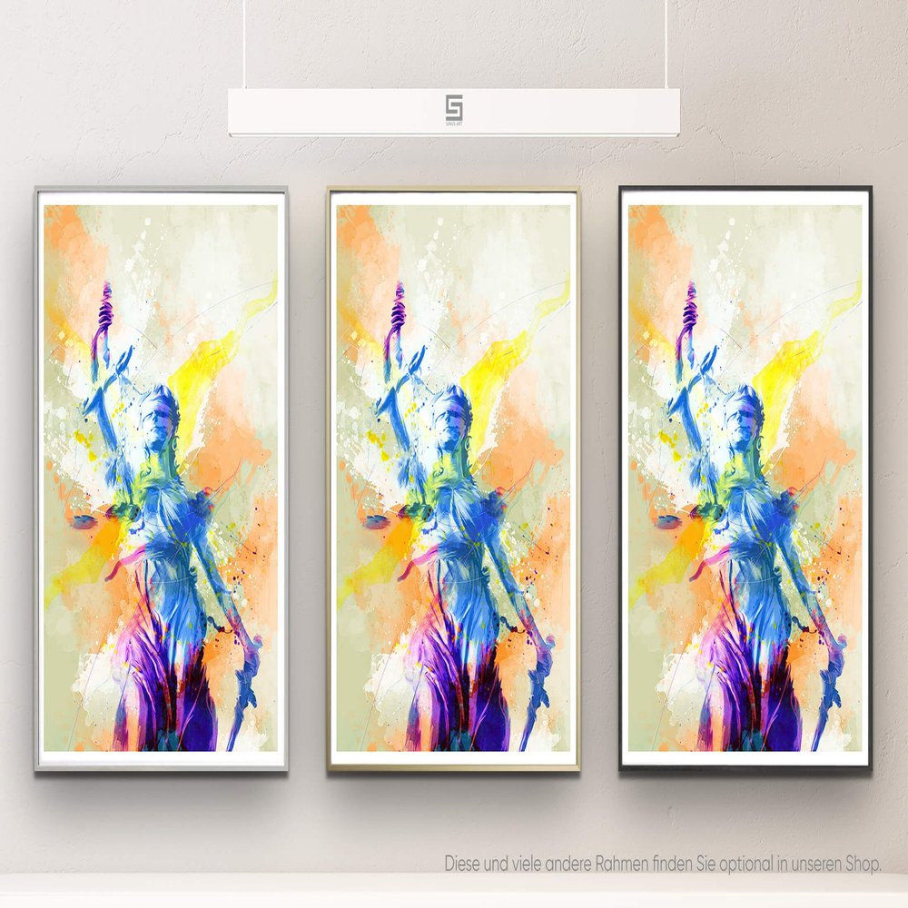 Paul Sinus Art Justicia I, 90 x 60 cm, Masterclass Metallic Pearl High Gloss Photo Paper, silver aluminum interchangeable frame with glass and backing, ready framed