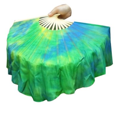 Winged Sirenny Short Silk Dance Fans, Pair, Hand-Painted Chinese Fans, 10 cm Veil over 30 cm Bamboo Ribs (Brise)