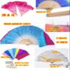 Winged Sirenny Short Silk Dance Fans, Pair, Hand-Painted Chinese Fans, 10 cm Veil over 30 cm Bamboo Ribs (Brise) view 2