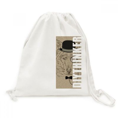 DIYthinker British-Style Gentle Wolf Hat Bow Glass Canvas Backpack for Travel and Shopping