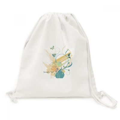 DIYthinker Elegant Butterfly Agricultural Flower Canvas Backpack Travel Shopping Bag
