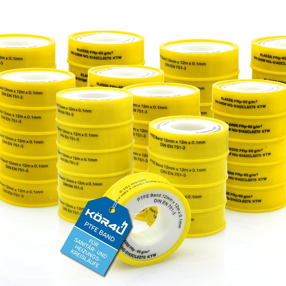 kr4u 50-Pack Teflon Tape, DVGW-Certified PTFE Thread Seal Tape for Gas and Water