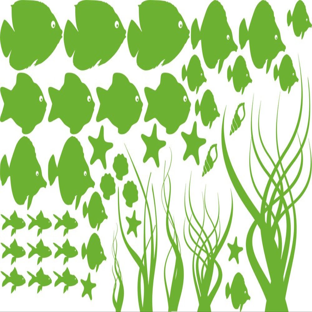 GRAZDesign Bathroom Wall Decal Set: Seashells & Fish, Maritime Decor, Waterproof, 063 Light Green