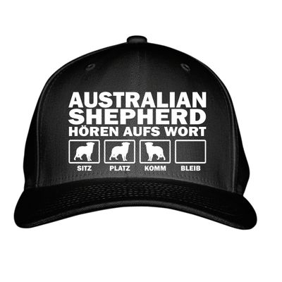 siviwonder Australian Shepherd Baseball Cap “Listen to Every Word,” Black