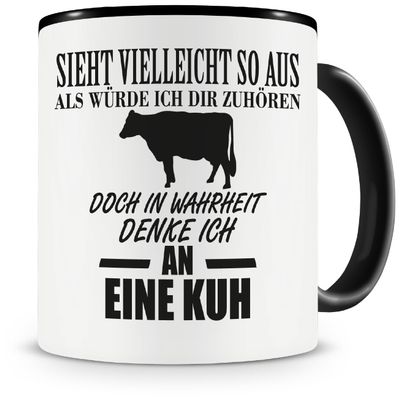 Samunshi “I Think of a Cow” Black Coffee Mug, 300 ml