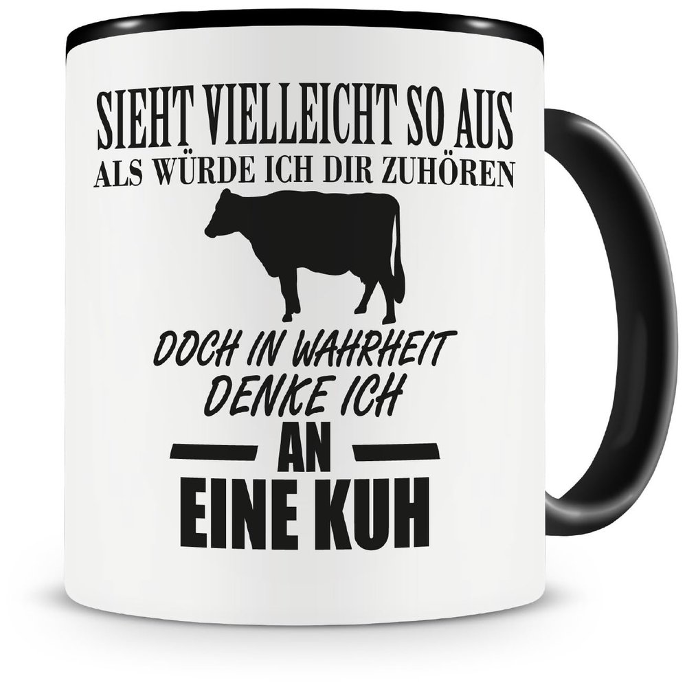 Samunshi “I Think of a Cow” Black Coffee Mug, 300 ml