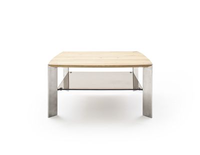 Robas Lund Nelia Coffee Table with Glass Shelf and Stainless Steel-Look Legs